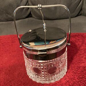 VTG 1980's Sugar Bowl- Showa-Era Japan-Cut Glass w/Silver Lid & Handle-3.75"D-GC